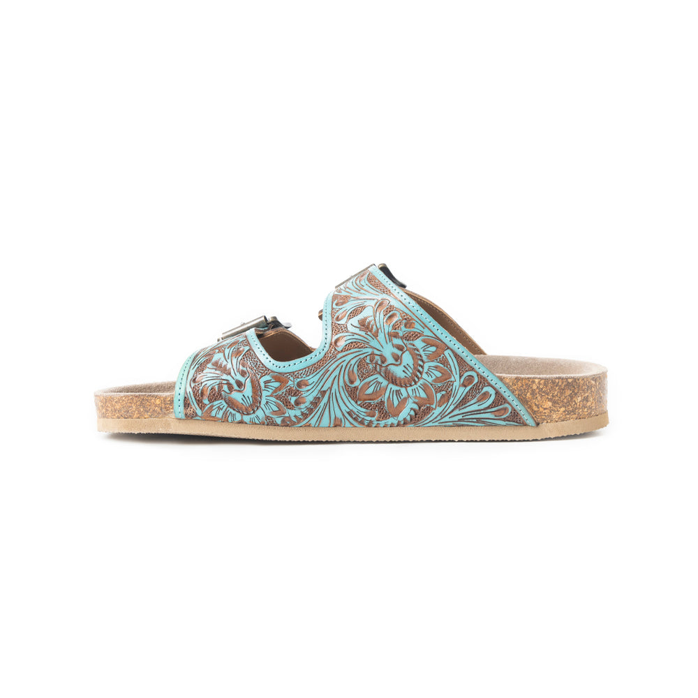 Falling Feather Sandals In Blue and Brown - Myra USA