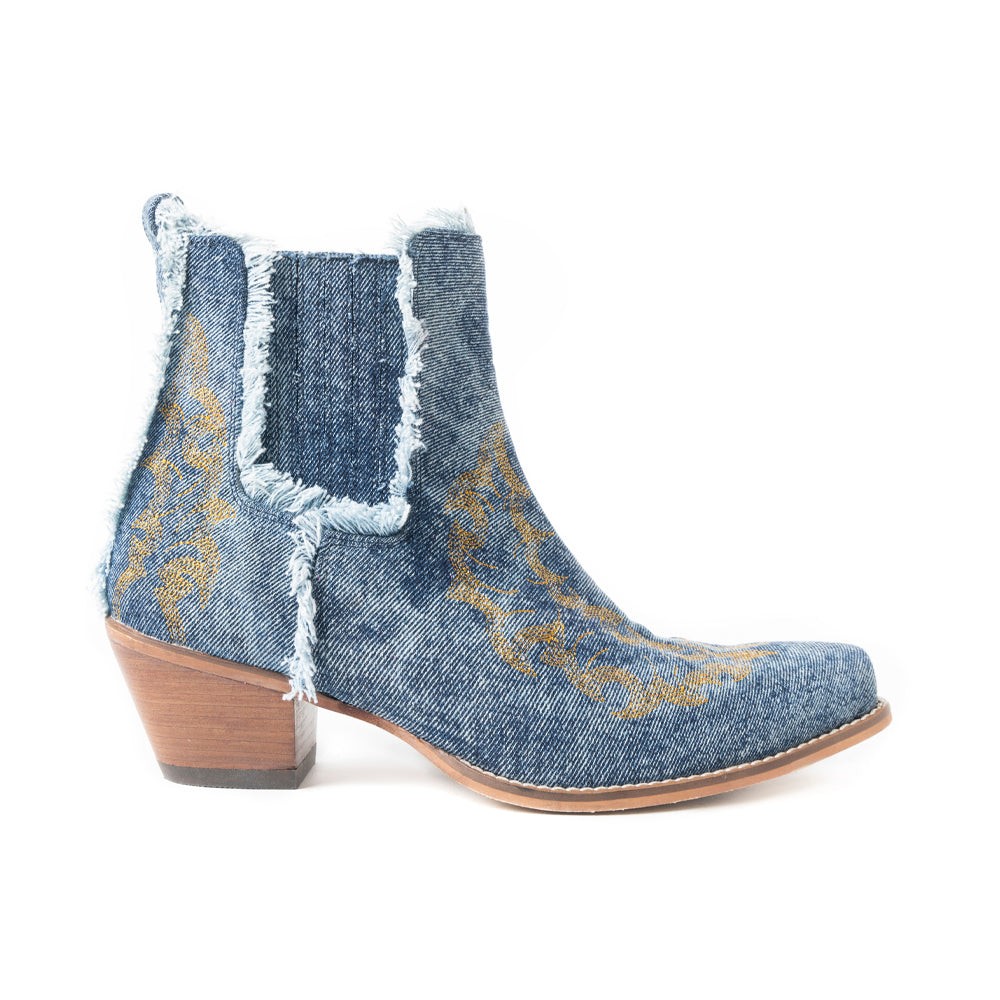 Dearling Ranch Booties In Denim Blue - Myra USA