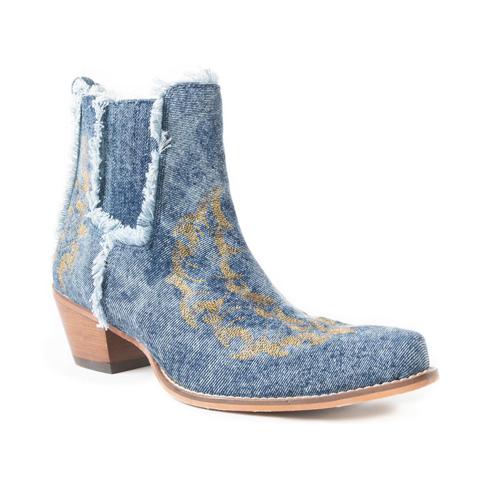 Dearling Ranch Booties In Denim Blue - Myra USA