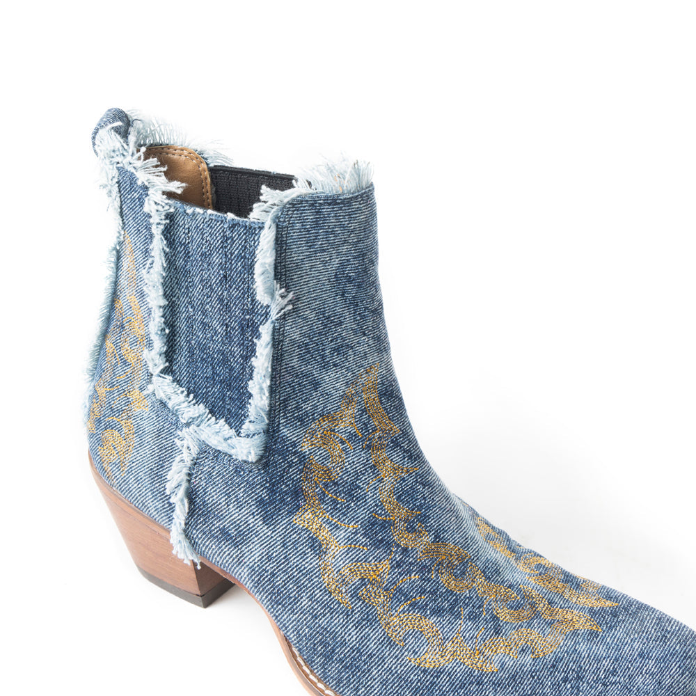 Dearling Ranch Booties In Denim Blue - Myra USA