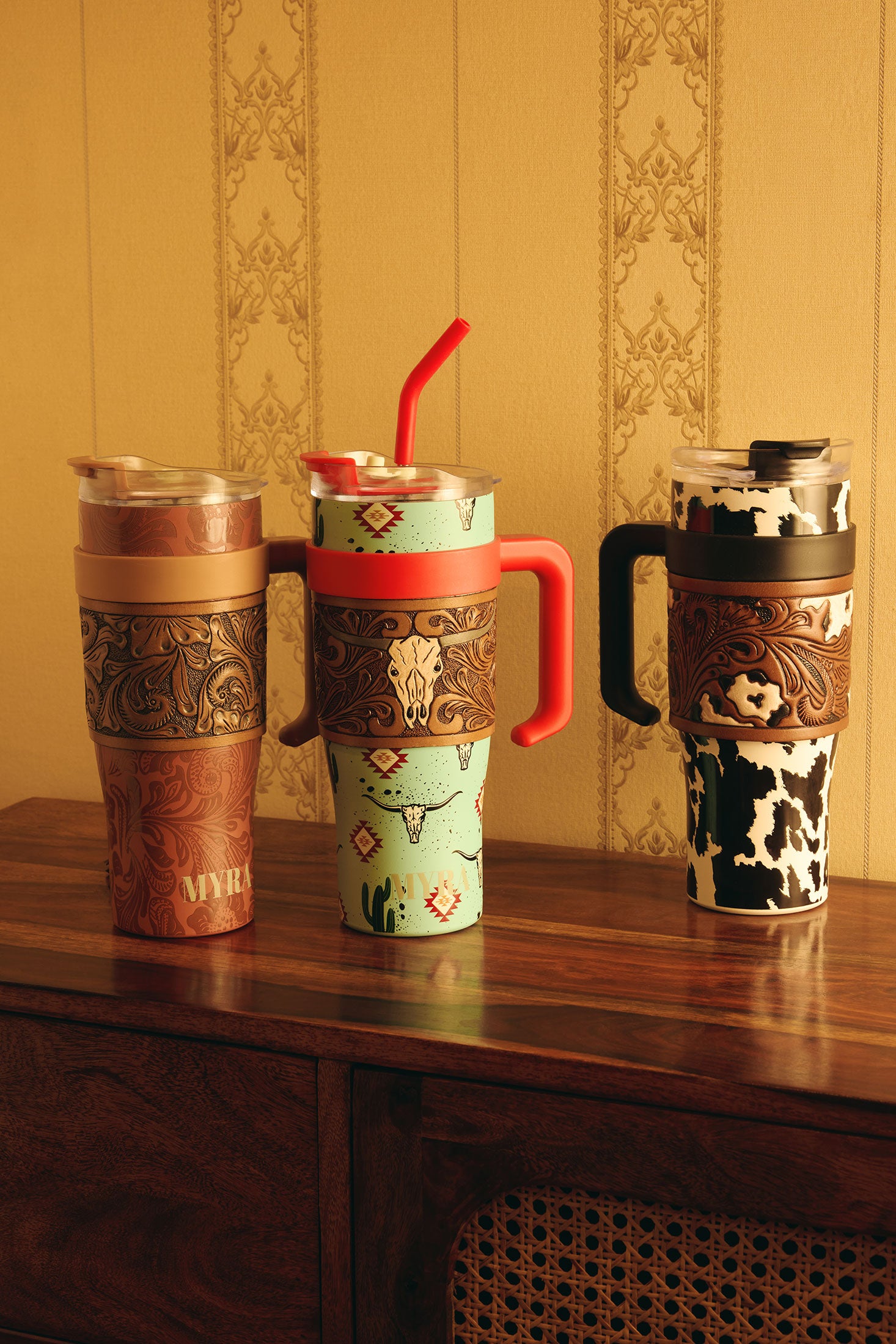 Wide Wyoming Tumbler In Brown and White - Myra USA