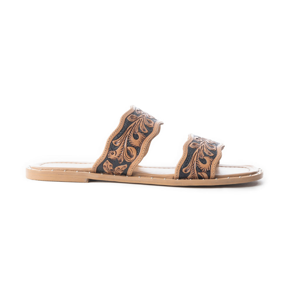 Santa Fe Daisy Slides In Black & Brown - Myra USA
