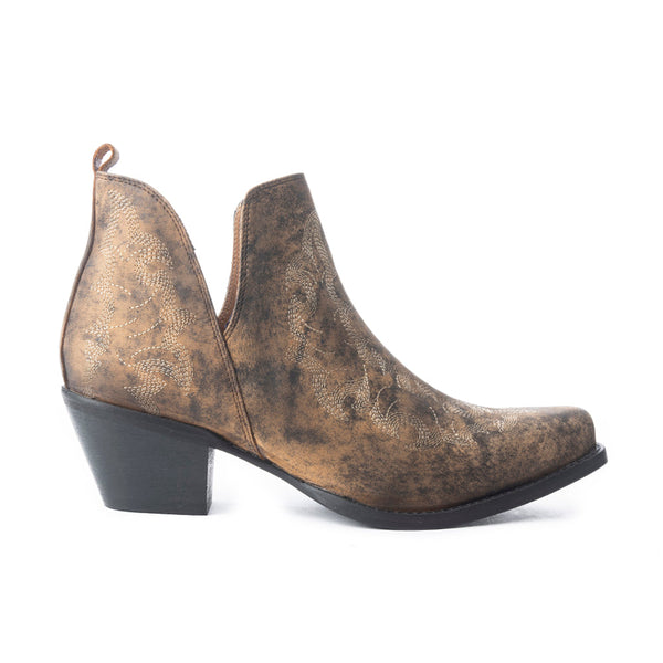 Moonlight on the Mesa Booties In Crackle Brown - Myra USA