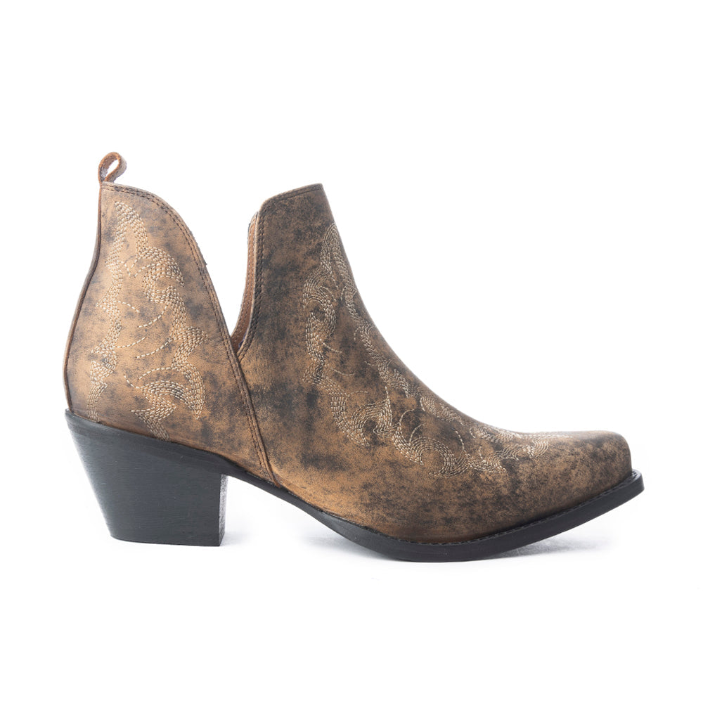 Moonlight on the Mesa Booties In Crackle Brown - Myra USA