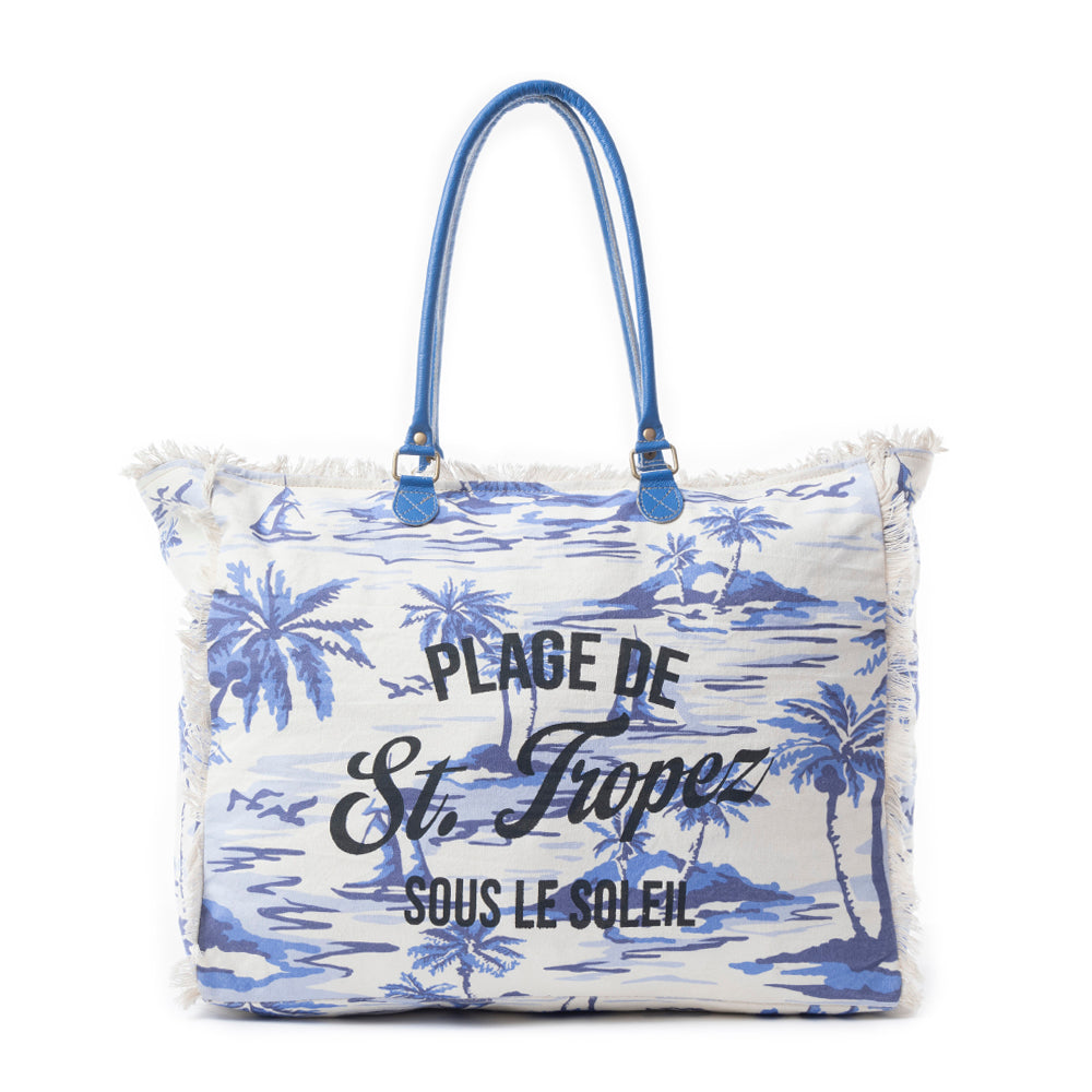 Saint Tropez Weekender Bag In Blue & White - Myra USA