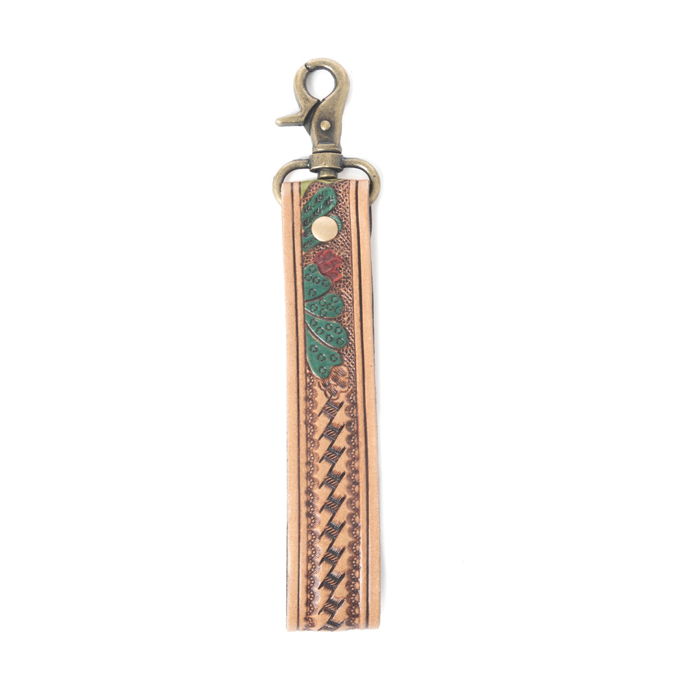 Rustleaf Rider Leather Key Fob in Sage Brown - Myra USA