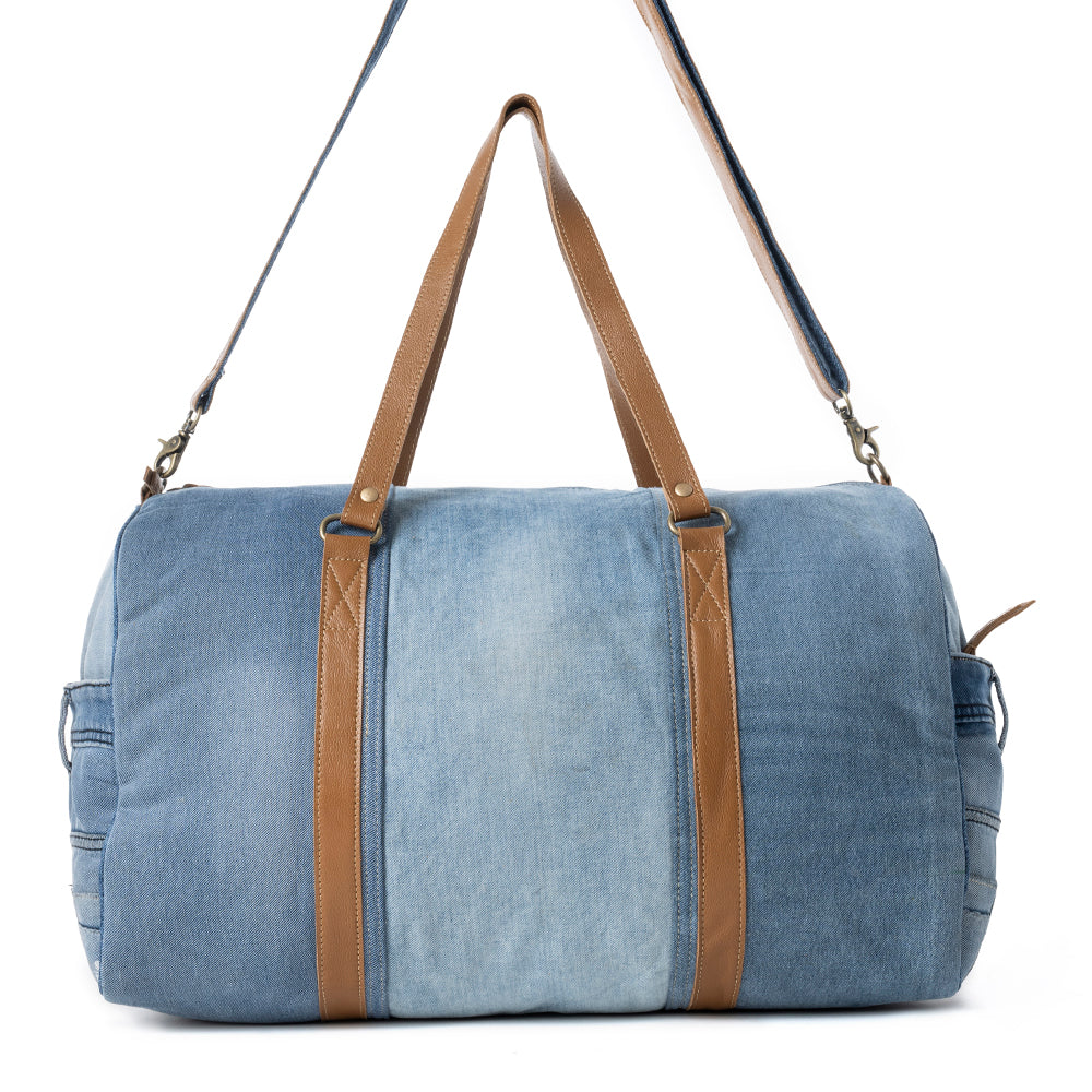 Wildberry Voyager Traveler Bag in Cranberry Denim Blue - Myra USA