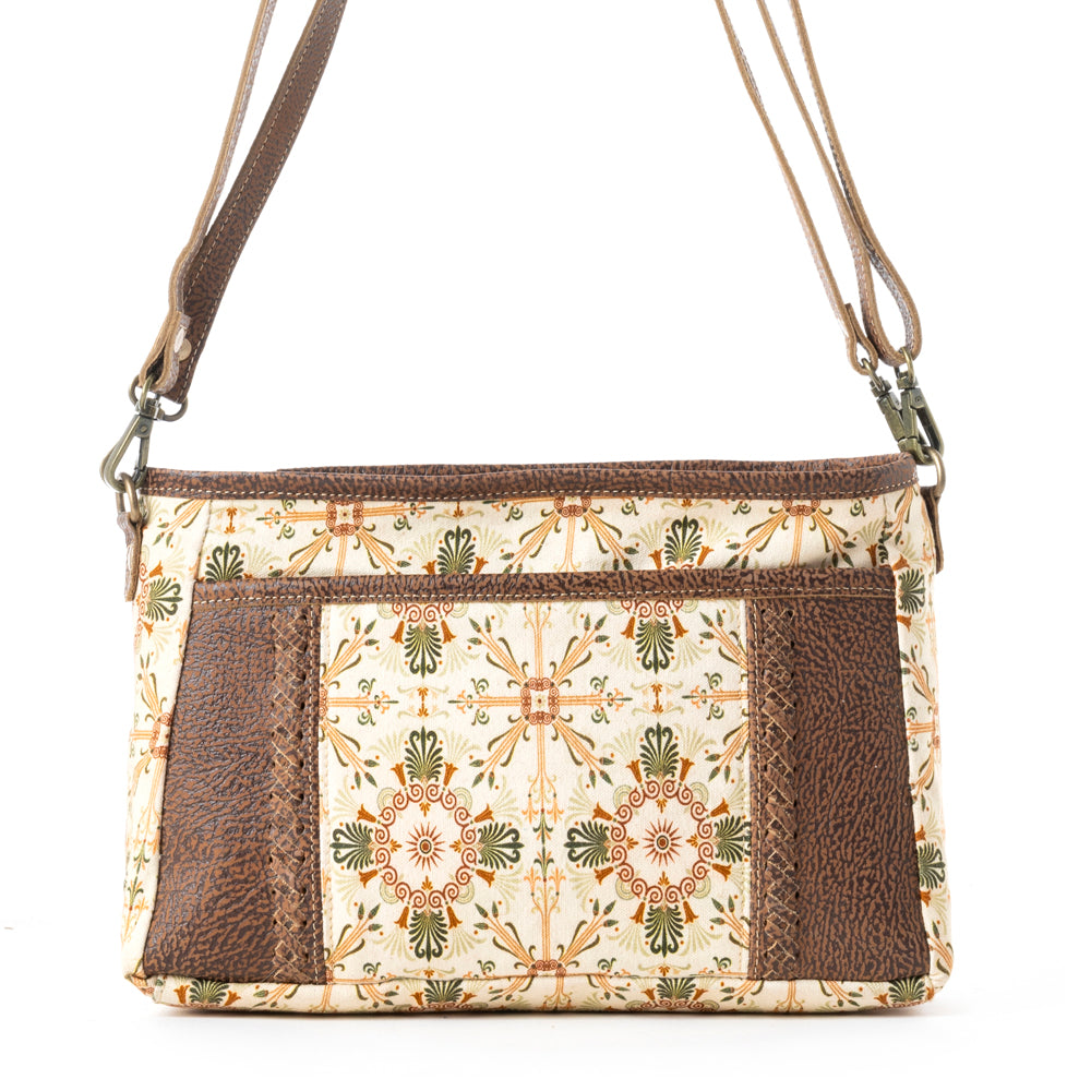 Wildflower Scroll Crossbody Bag in Heritage Beige - Myra USA