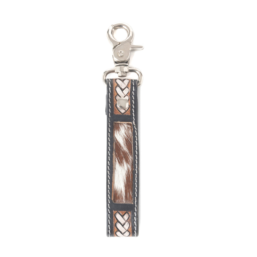 Braided Buckle Hairon Key Fob in Dusty Bronze - Myra USA