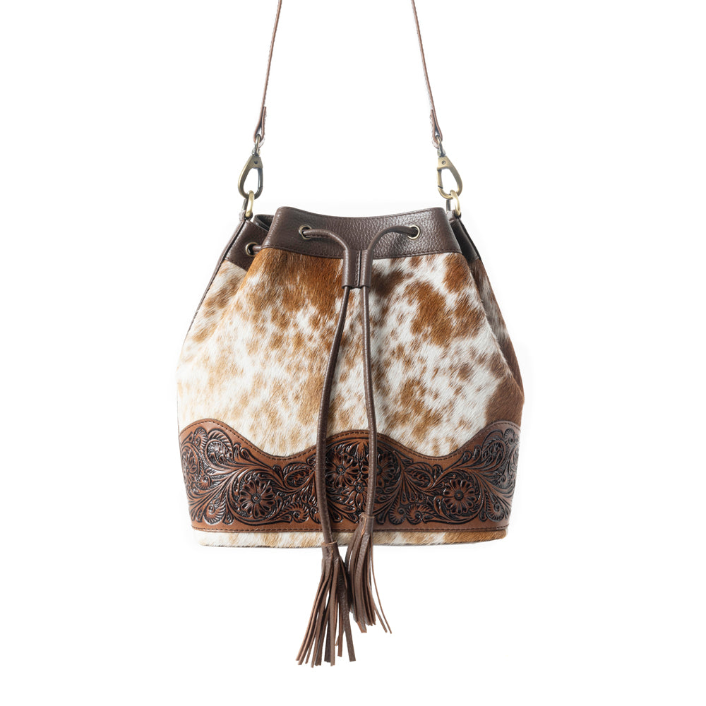 Rustler’s Charm Handtooled Bucket Bag in Brown - Myra USA