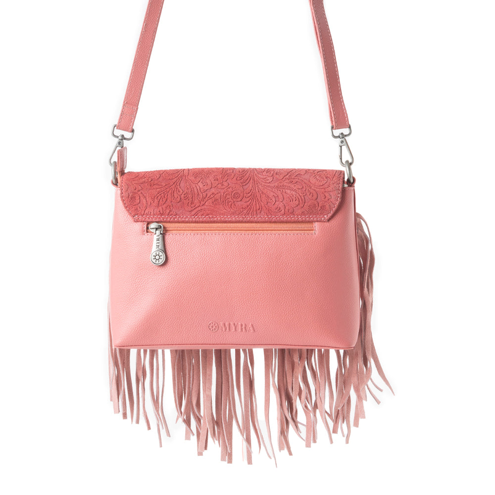 Wild West Fringe Leather Crossbody Bag in Pink - Myra USA
