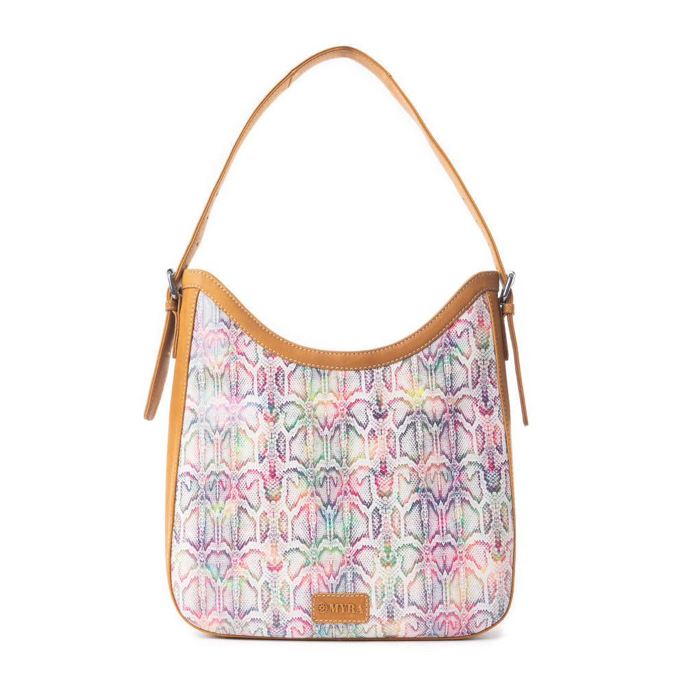 Desert Snow Leopard Leather Bag In Multicolor - Myra USA