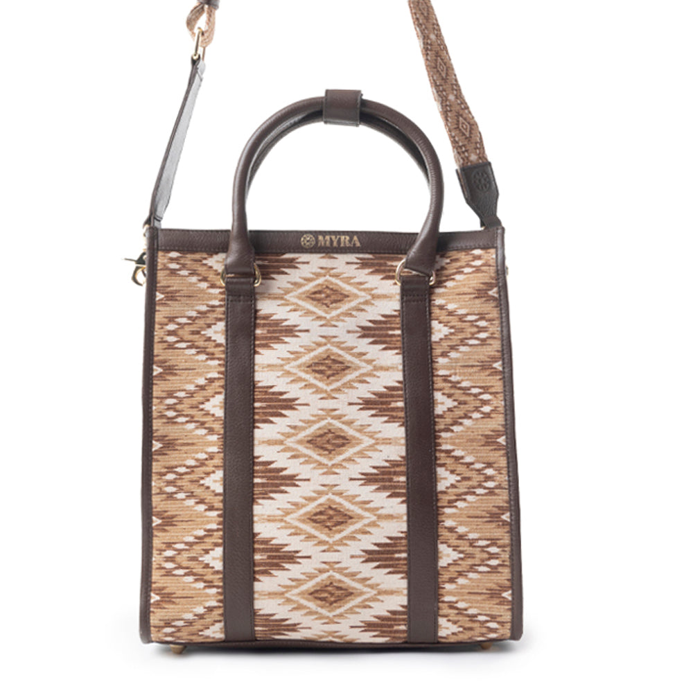 Tribal Legacy Tote Bag In Dark Brown - Myra USA