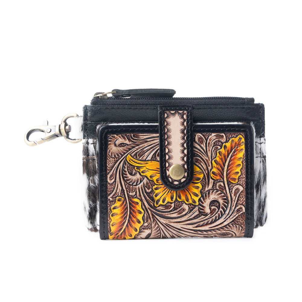 Wildflowers of the Prairie Credit Card Holder In Black & Brown - Myra USA
