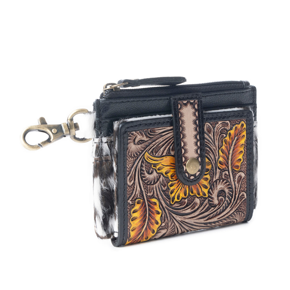 Wildflowers of the Prairie Credit Card Holder In Black & Brown - Myra USA