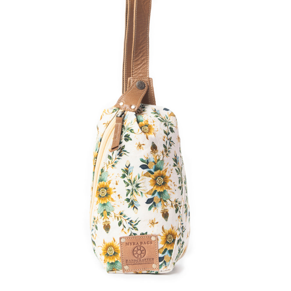 Oasis Blooms Fanny Pack Bag In Brown & White - Myra USA
