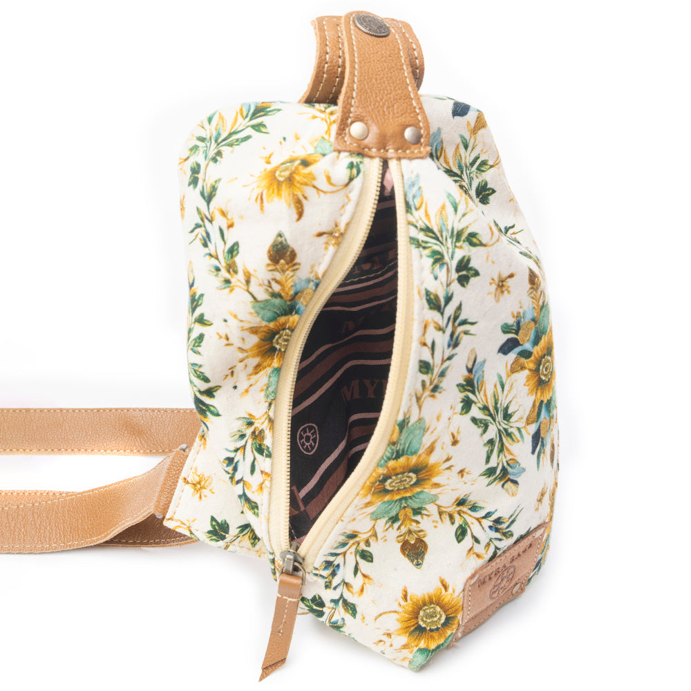 Oasis Blooms Fanny Pack Bag In Brown & White - Myra USA