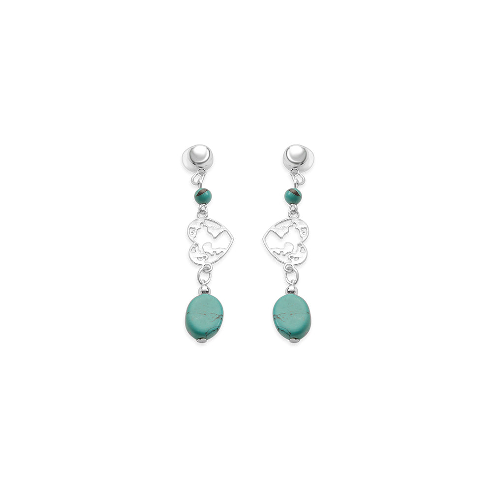 Rugged Heart Earrings In Blue - Myra USA