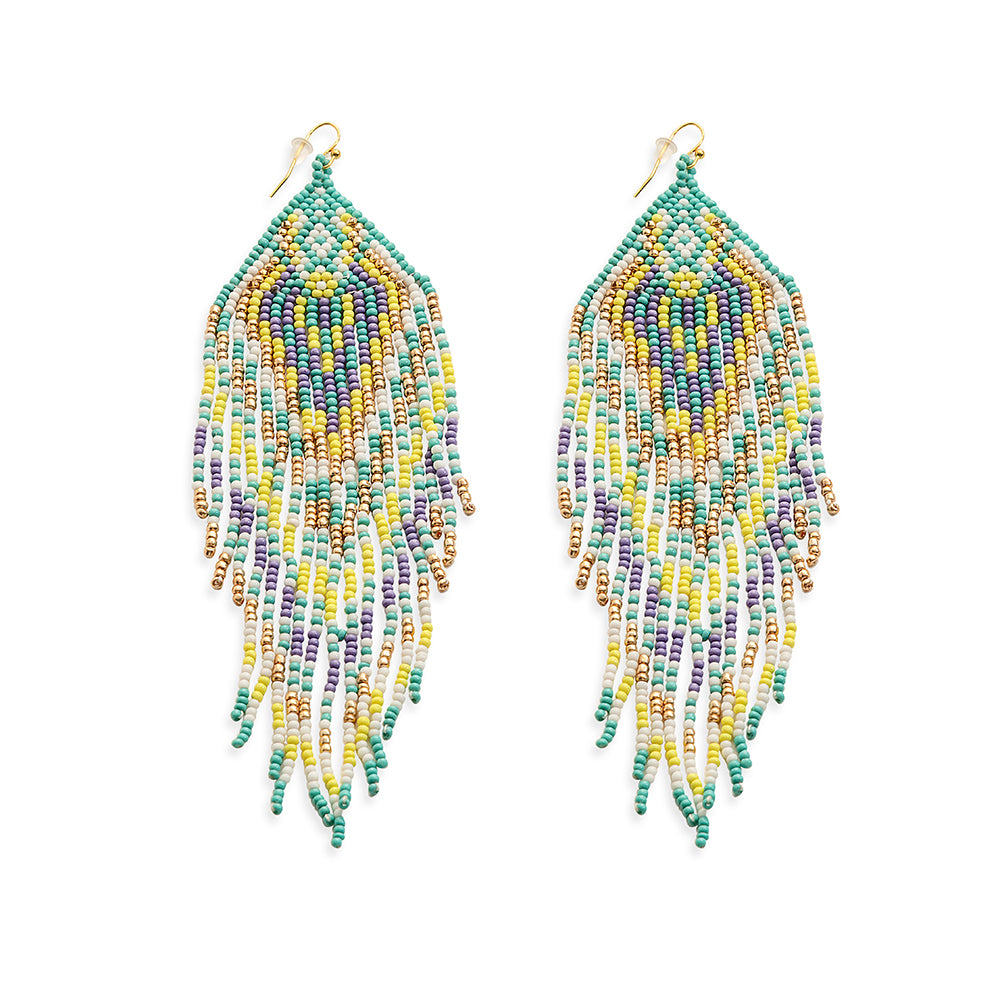 Lonanna Beaded Earrings In Green - Myra USA