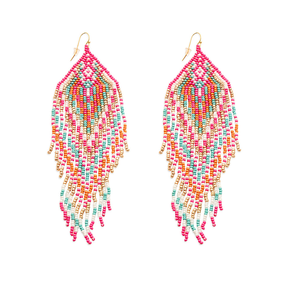 Lonanna Beaded Earrings In Pink - Myra USA