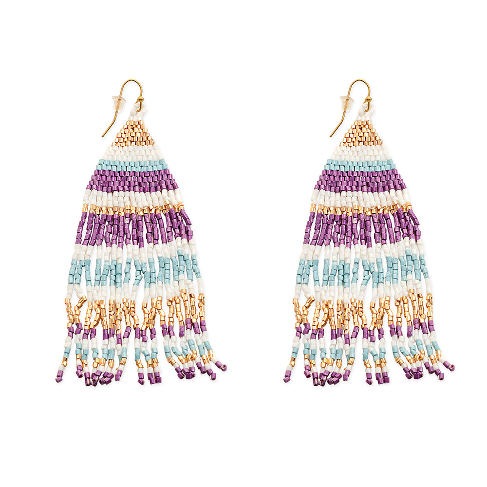 Nanna's Skirt Beaded Earrings In Purple - Myra USA