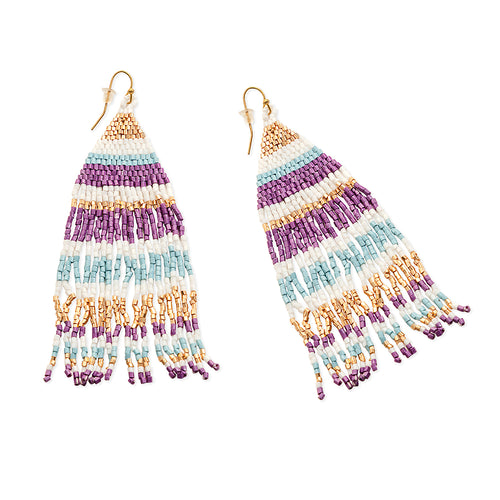 Nanna's Skirt Beaded Earrings In Purple - Myra USA