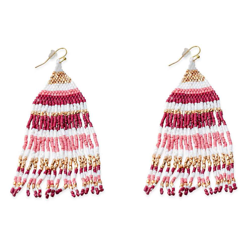 Nanna's Skirt Beaded Earrings In Red - Myra USA