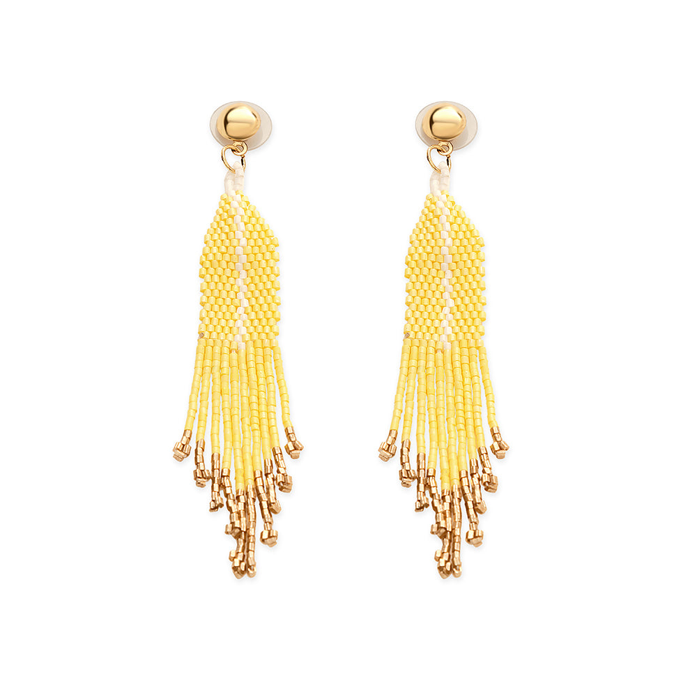 Seaside Dreams Beaded Earrings In Yellow - Myra USA