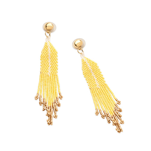 Seaside Dreams Beaded Earrings In Yellow - Myra USA