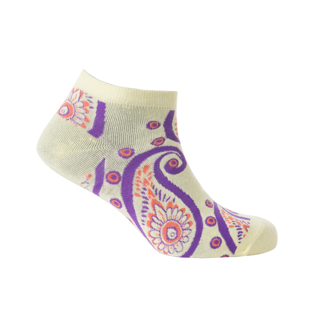 Sunshine Swirl Suzie Ankle Socks In Cream - Myra USA
