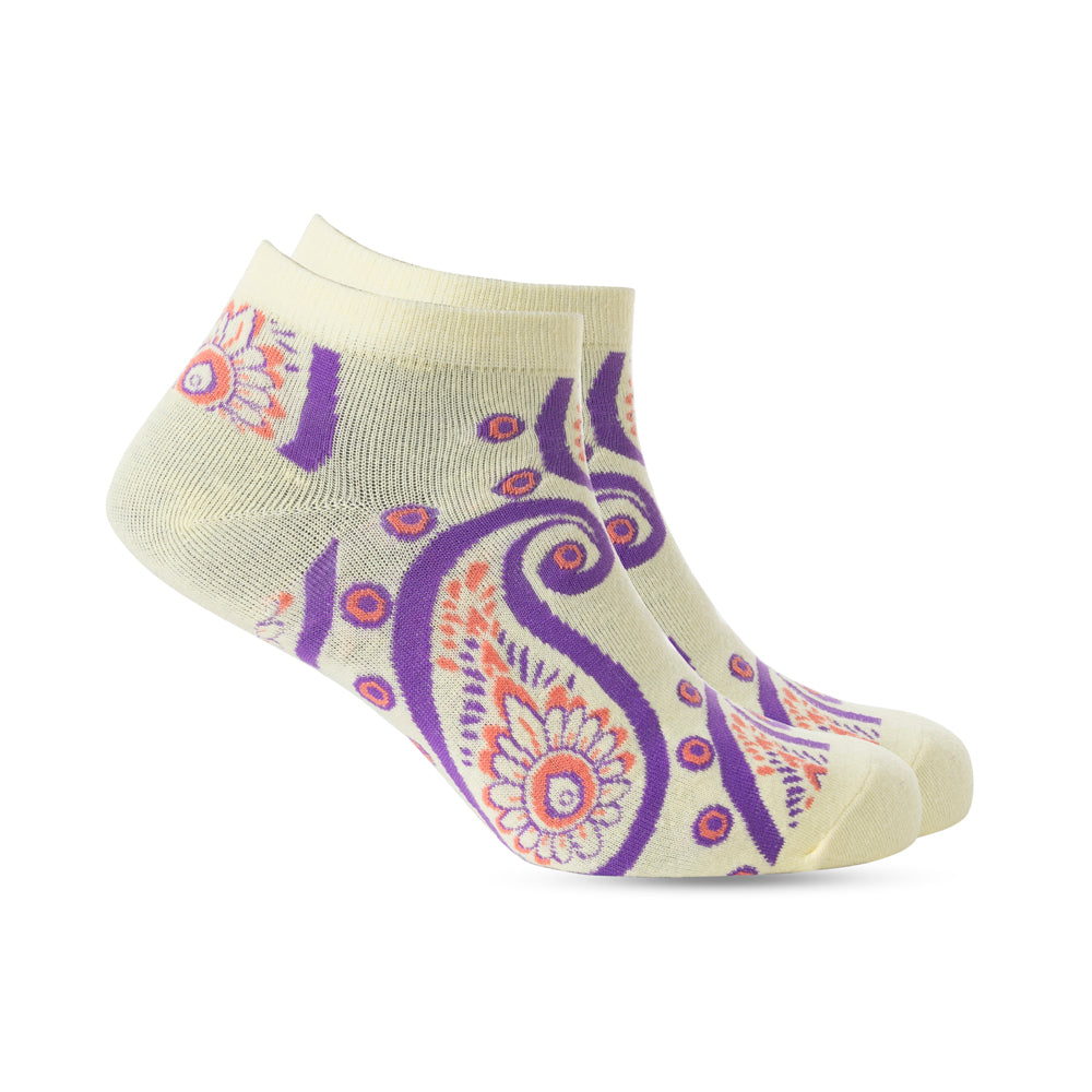 Sunshine Swirl Suzie Ankle Socks In Cream - Myra USA