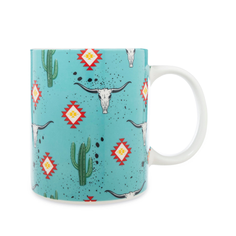 Sippin’ in the South Ceramic Mug in Cactus Geometry