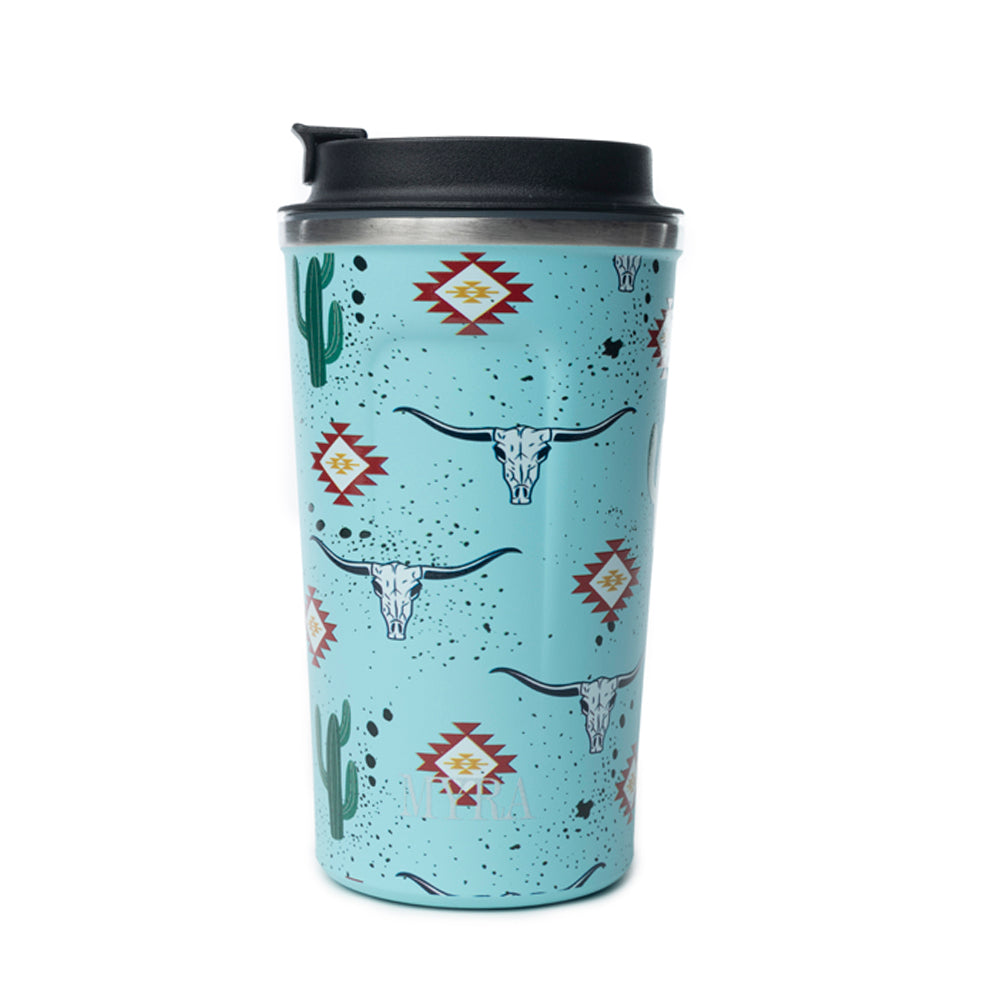 Western Trail Brew Stainless Steel Mug in Cactus Geometry - Myra USA