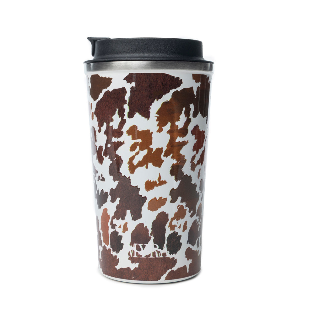 Western Trail Brew Stainless Steel Mug in Brown Leapard Print - Myra USA