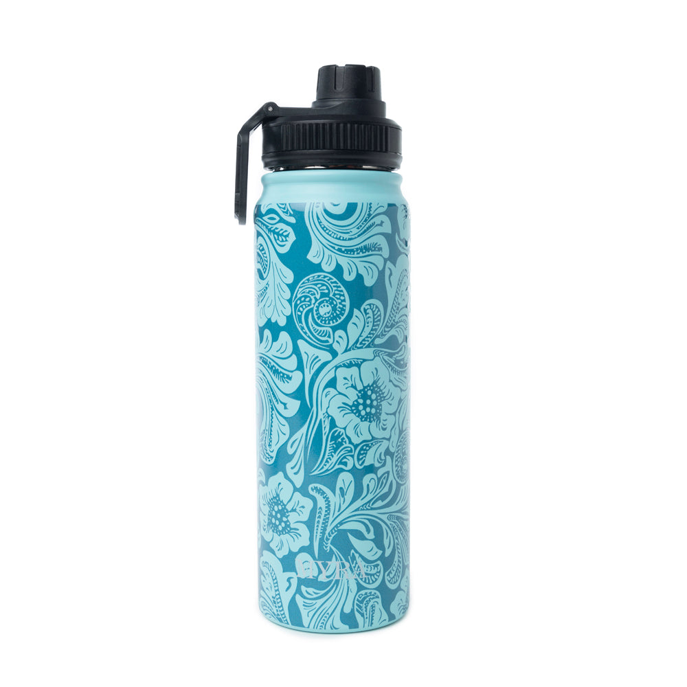 Moo & Bloom Stainless Steel Water Bottle in Turquoise - Myra USA