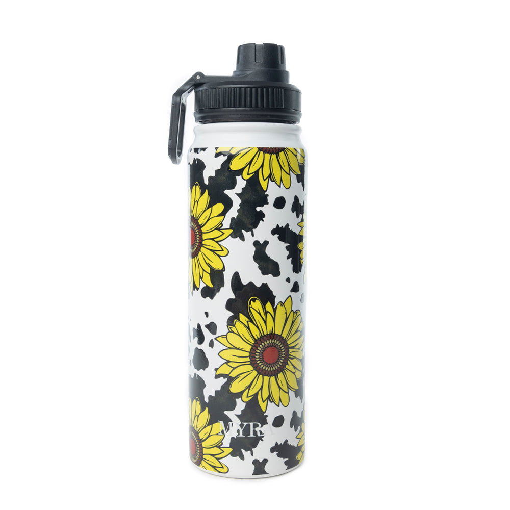 Moo & Bloom Stainless Steel Water Bottle in Sunflower Yellow - Myra USA
