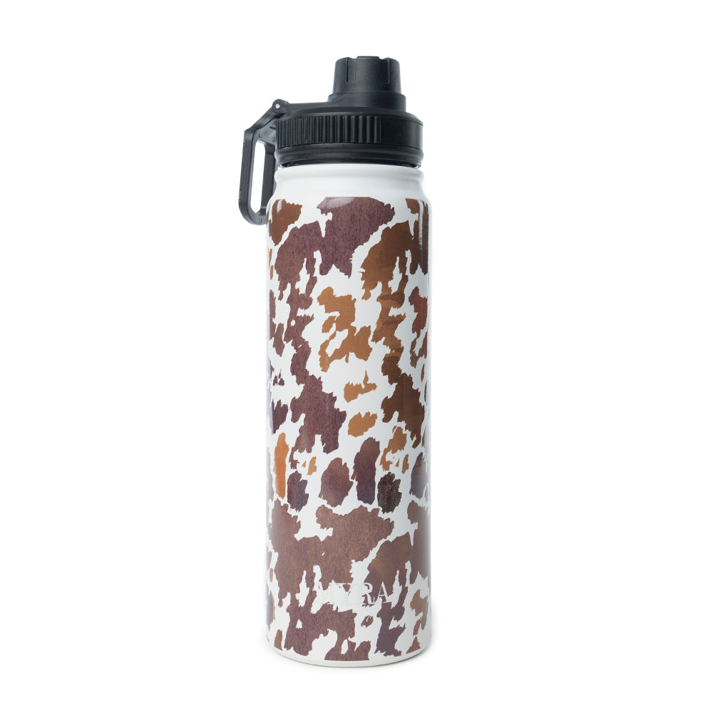 Moo & Bloom Stainless Steel Water Bottle in Brown Leopard Print - Myra USA
