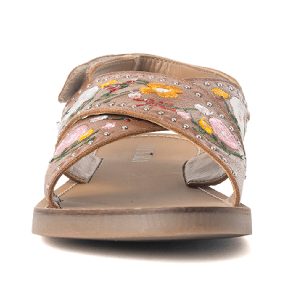 Lilytrail Embroidered Leather Sandals in Tan - Myra USA