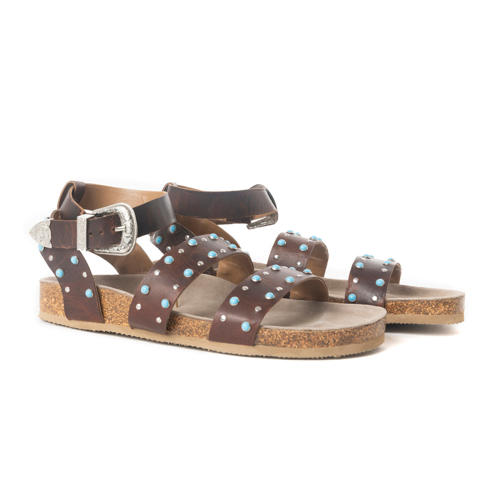 Saddle Ridge Trail Leather Sandals in Dusty Brown - Myra USA