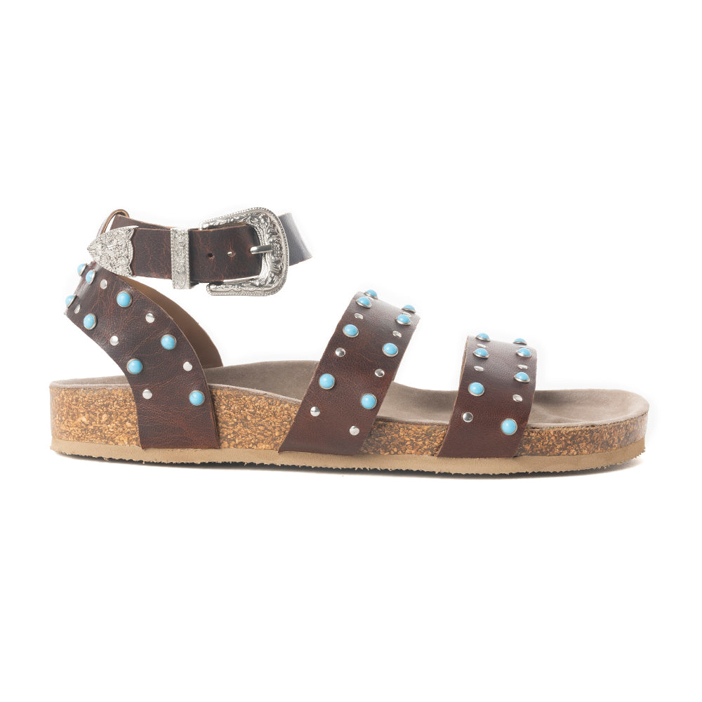 Saddle Ridge Trail Leather Sandals in Dusty Brown - Myra USA