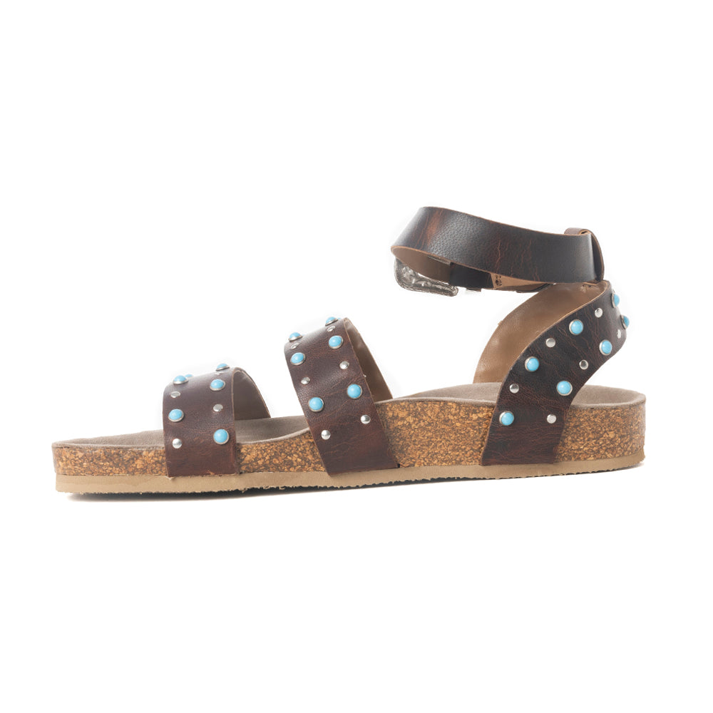 Saddle Ridge Trail Leather Sandals in Dusty Brown - Myra USA