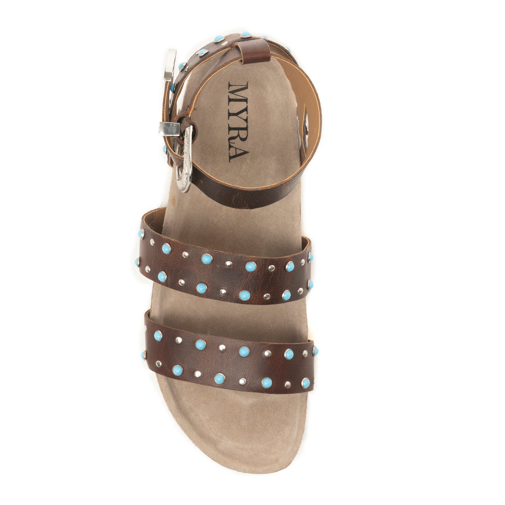 Saddle Ridge Trail Leather Sandals in Dusty Brown - Myra USA