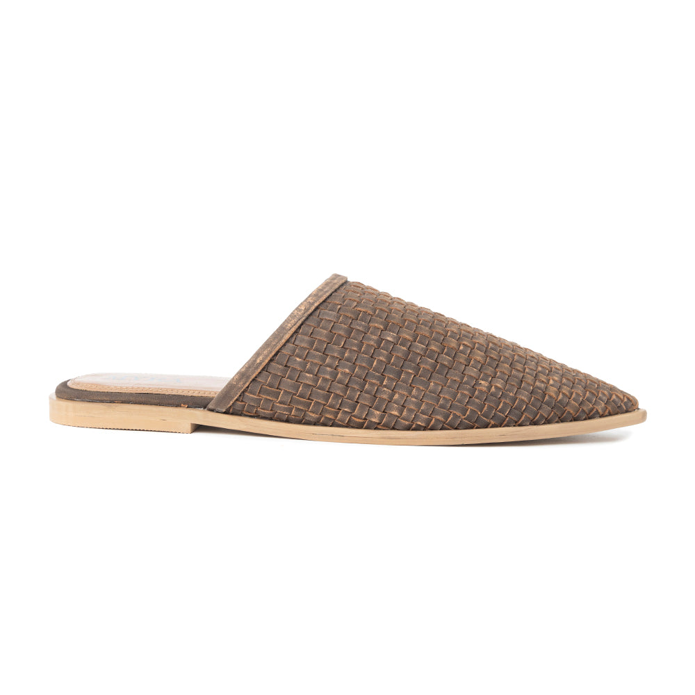 Spurloom Braided Sandals in Espresso Brown - Myra USA