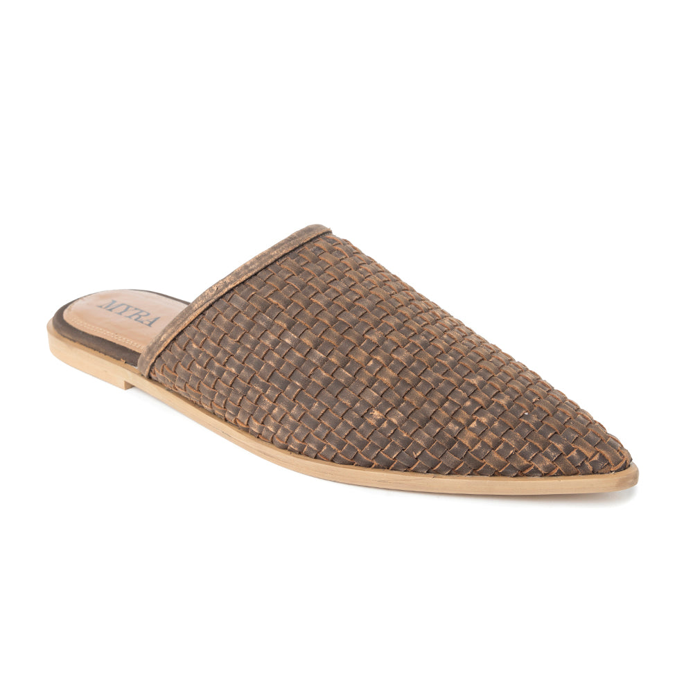 Spurloom Braided Sandals in Espresso Brown - Myra USA