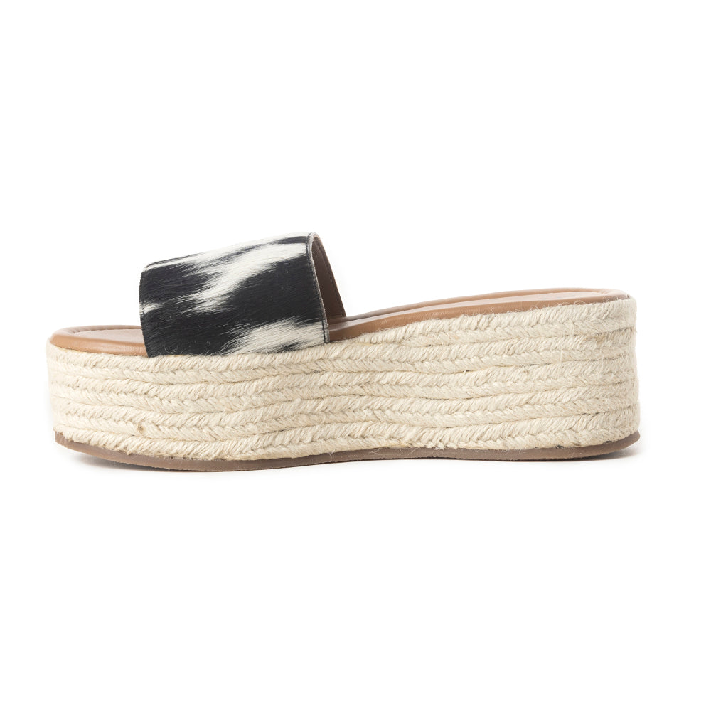 Mesa Mane Hairon Leather Sandals in Black & White