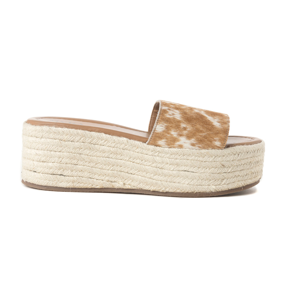 Mesa Mane Hairon Leather Sandals in Brown & White - Myra USA