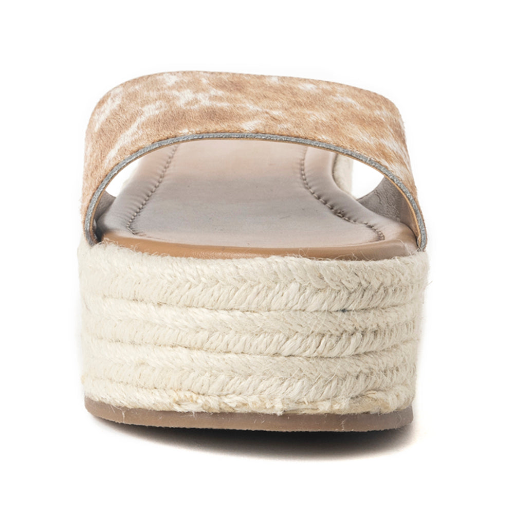 Mesa Mane Hairon Leather Sandals in Brown & White - Myra USA