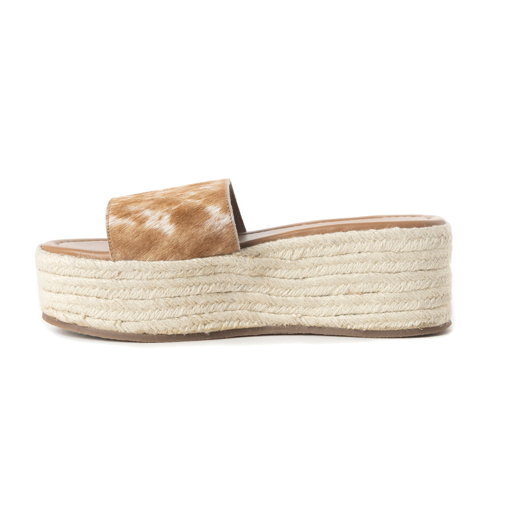 Mesa Mane Hairon Leather Sandals in Brown & White - Myra USA