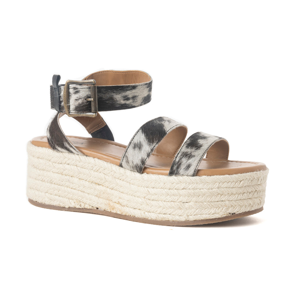 Longhorn Lasso Leather Sandals in Cowprint Hairon - Myra USA