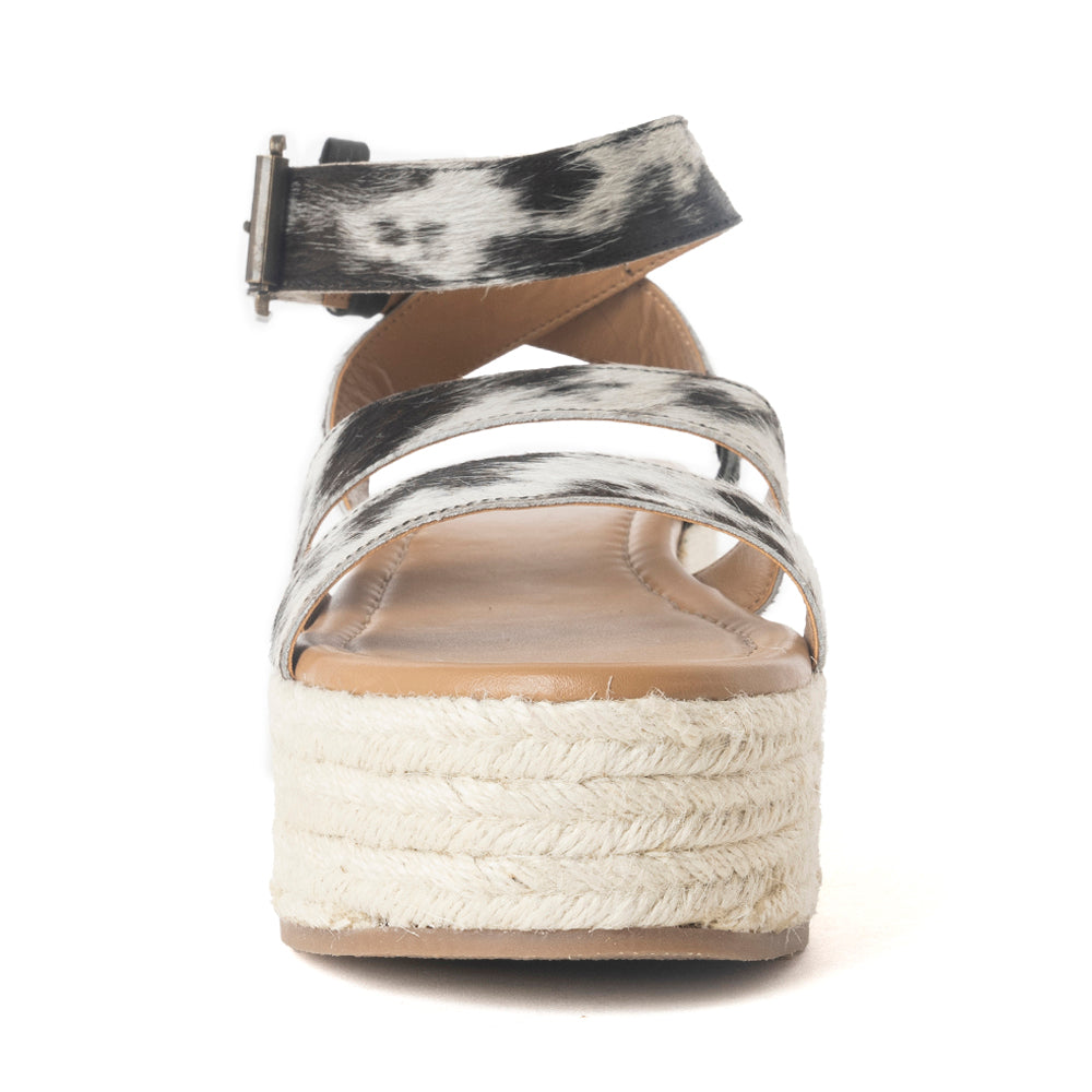 Longhorn Lasso Leather Sandals in Cowprint Hairon - Myra USA